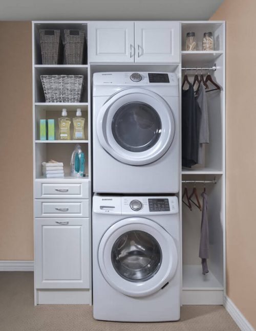 White Raised Panel Laundry Room